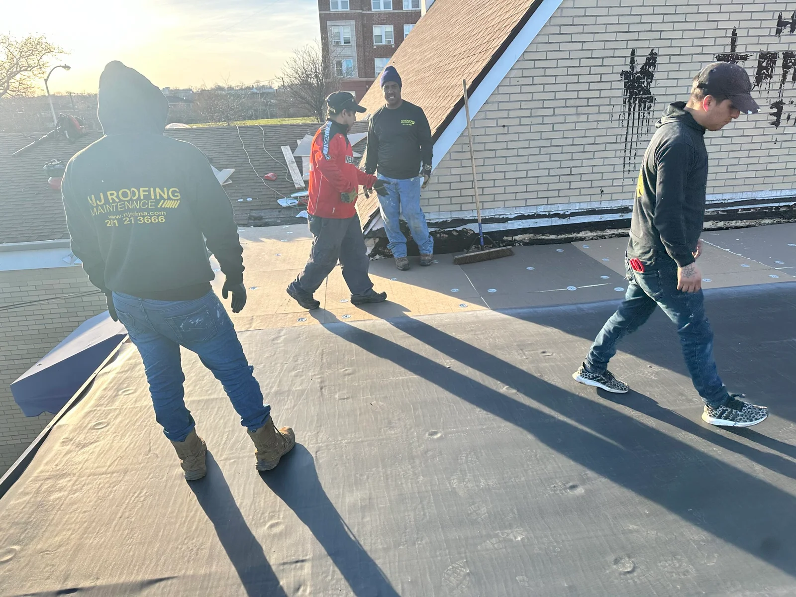 Roof replacement New Brunswick NJ row home residential